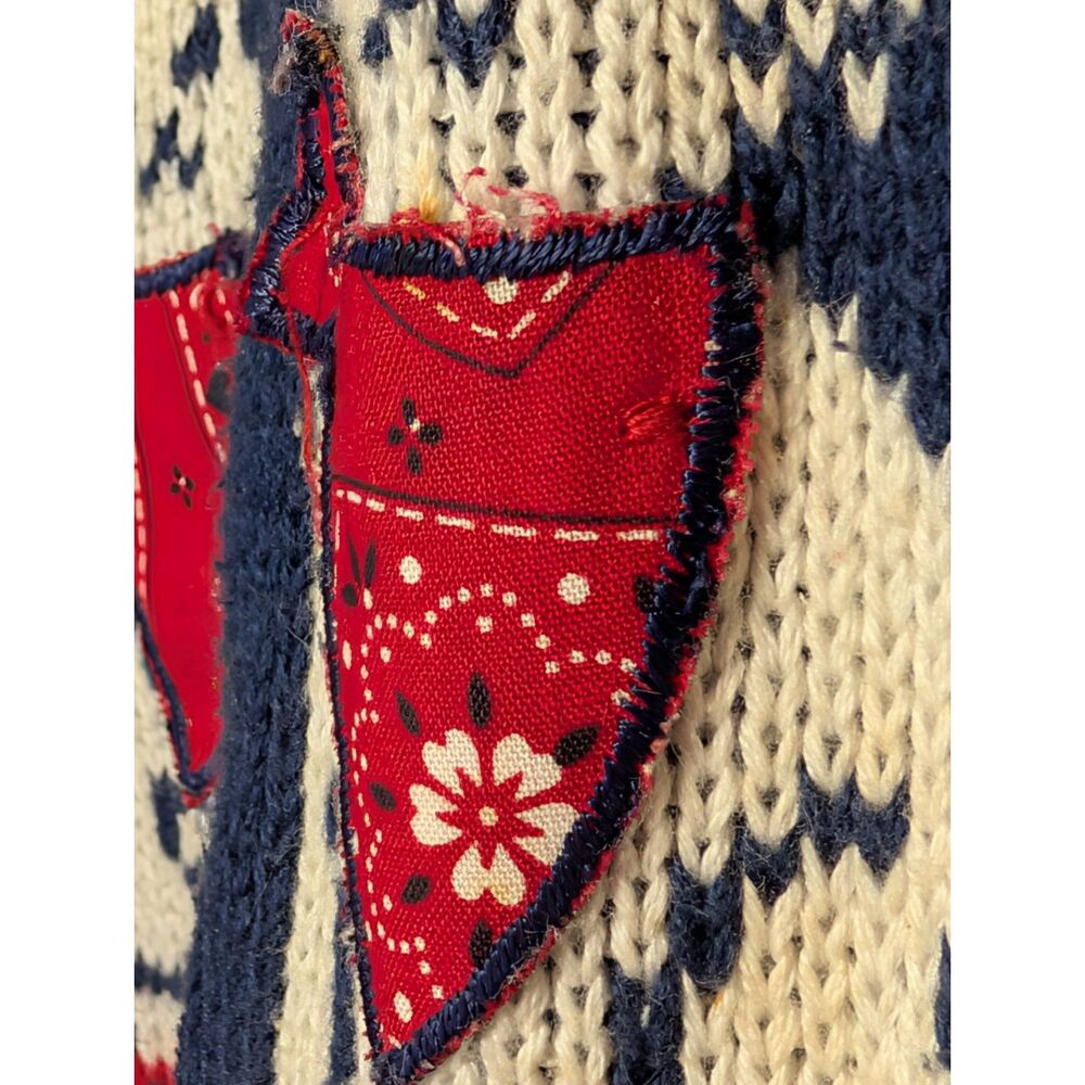 Vintage Navy & Red Cat Lover's Novelty Knit Sweater Cottagecore Grandmacore - Picture 5 of 8